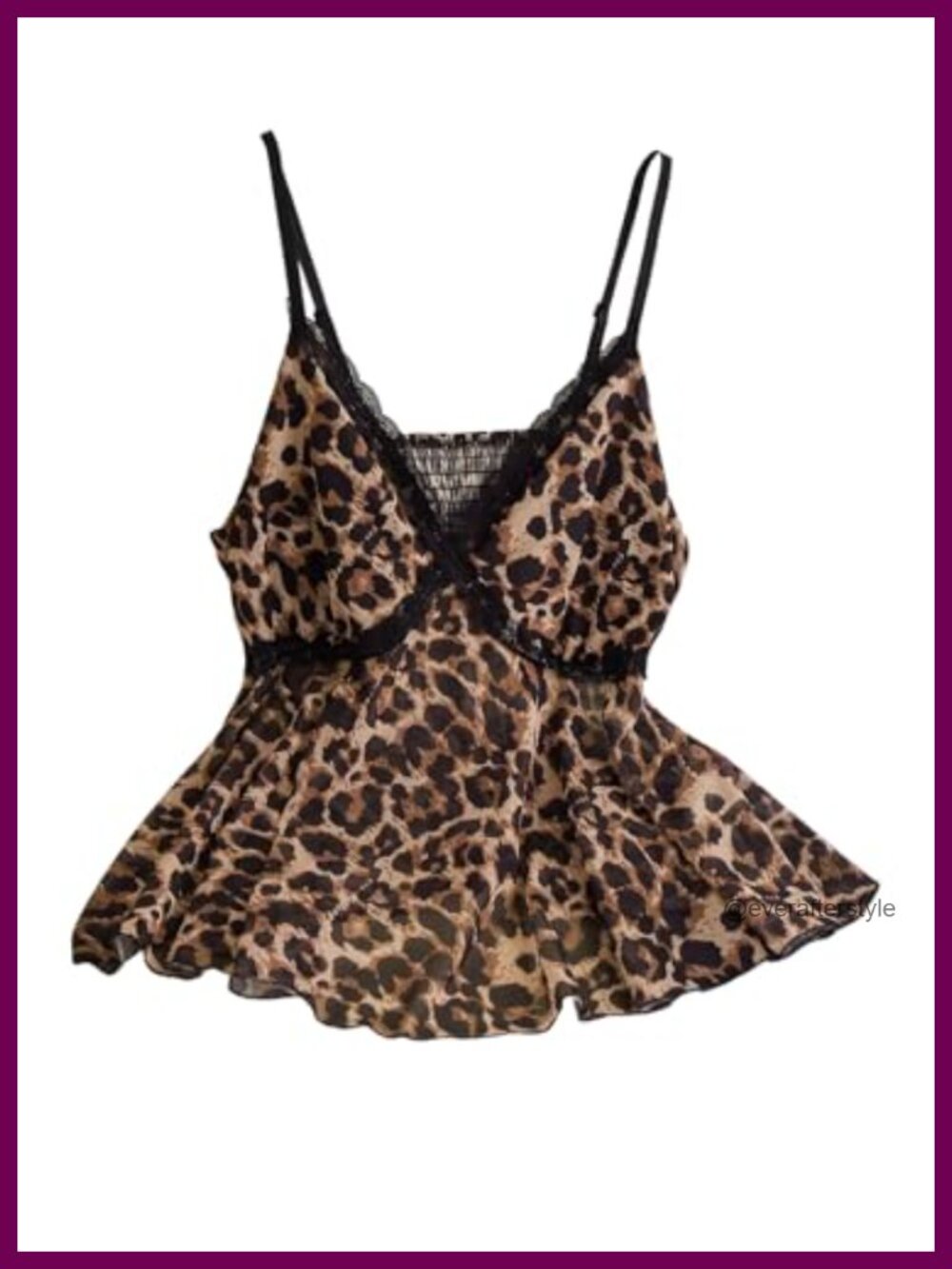 Plus Size Sheer Lace Leopard Cami Top V-Neck Sleeveless Going Out Y2K